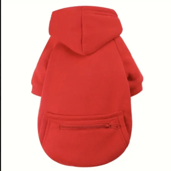 Small Dog Hoodie Sweatshirt, Size L  Red or Blue - Picture 5 of 8